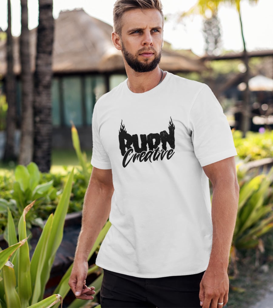 Burn Creative Flame Text T-Shirt