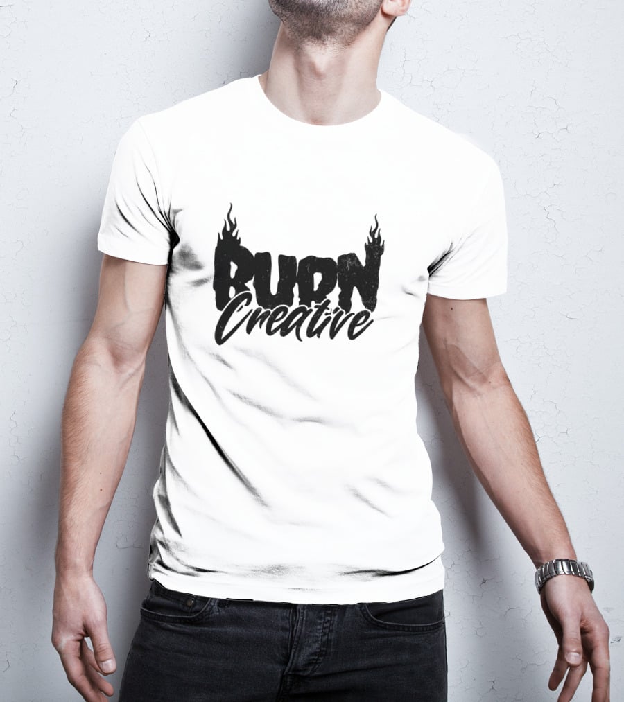 Burn Creative Flame Text T-Shirt