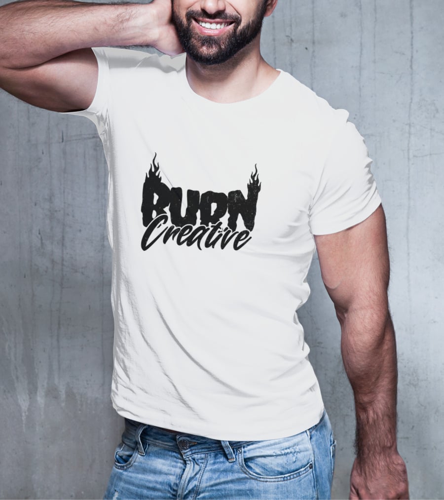 Burn Creative Flame Text T-Shirt