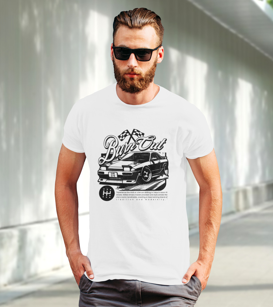 Burn Out JDM Car Drifting Tokyo Streets Tradition And Modernity T-Shirt