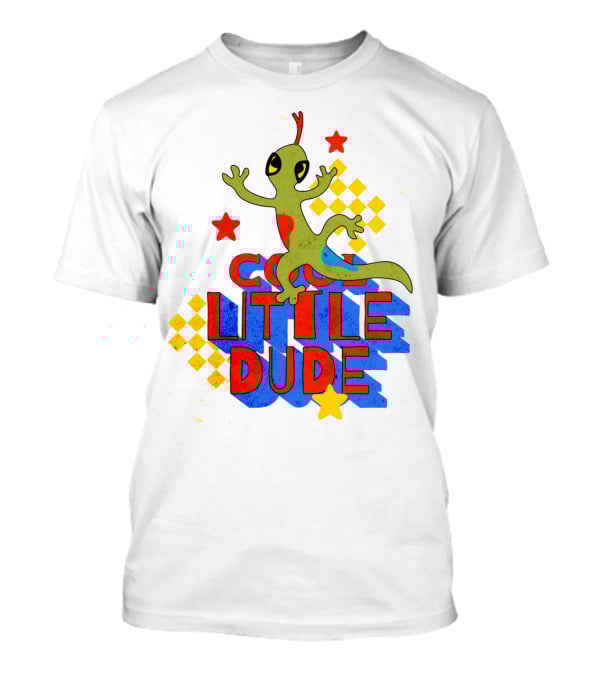 Cool Little Dude Lizard With Stars And Checkerboard T-Shirt