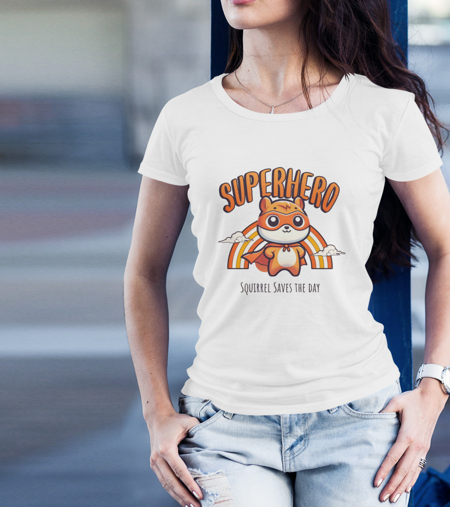 Superhero Squirrel Saves The Day T-Shirt