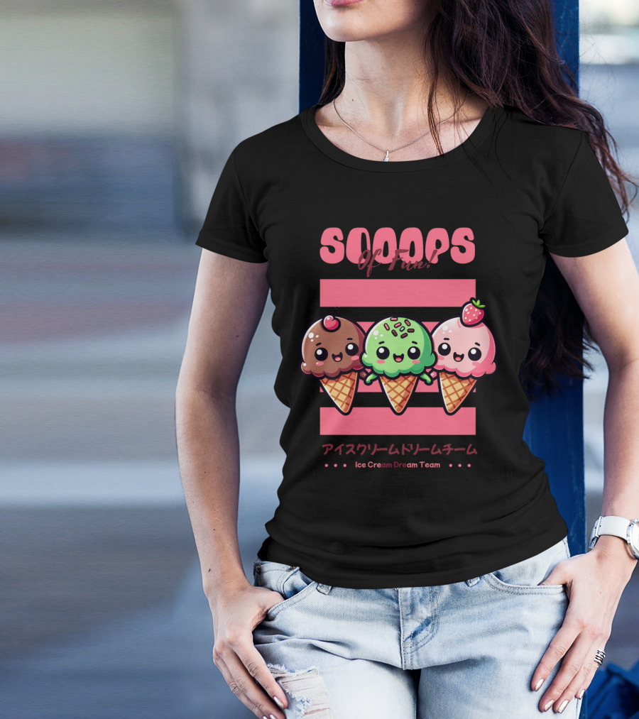 Scoops Of Fun Ice Cream Dream Team Kawaii Cones T-Shirt