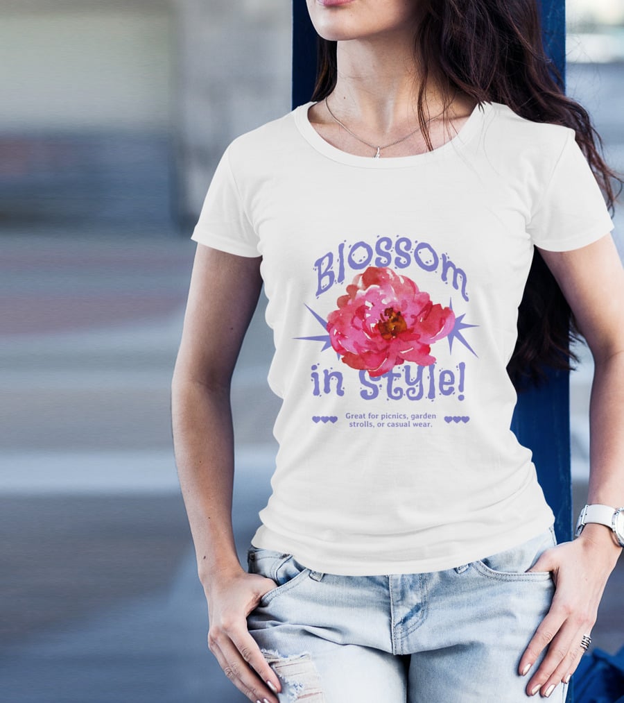 Blossom In Style Great For Picnics Garden Strolls Or Casual Wear T-Shirt