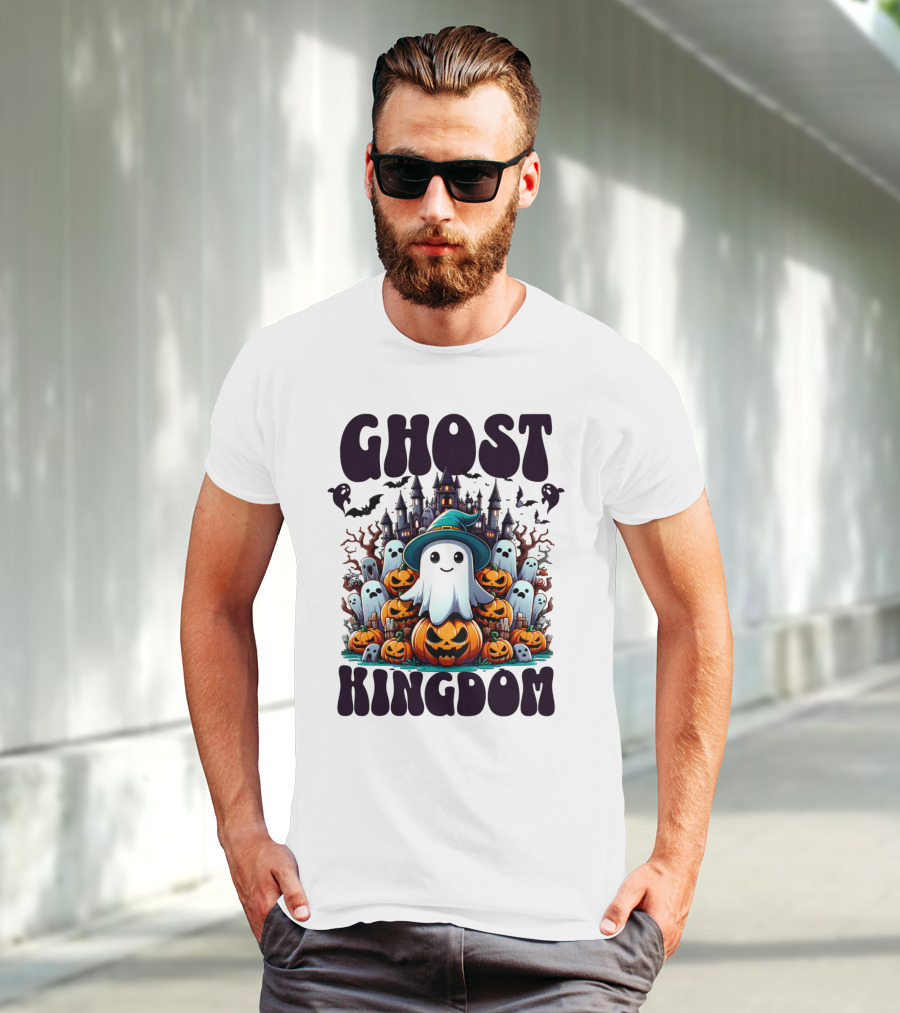 Ghost Kingdom Halloween Ghosts And Pumpkins Witches Hat Haunted Castle T-Shirt