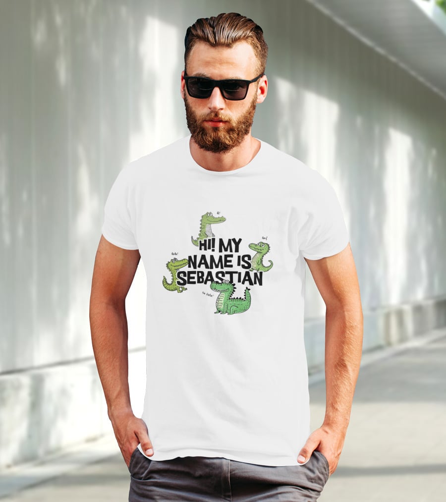Hi My Name Is Sebastian Crocodile Greetings T-Shirt