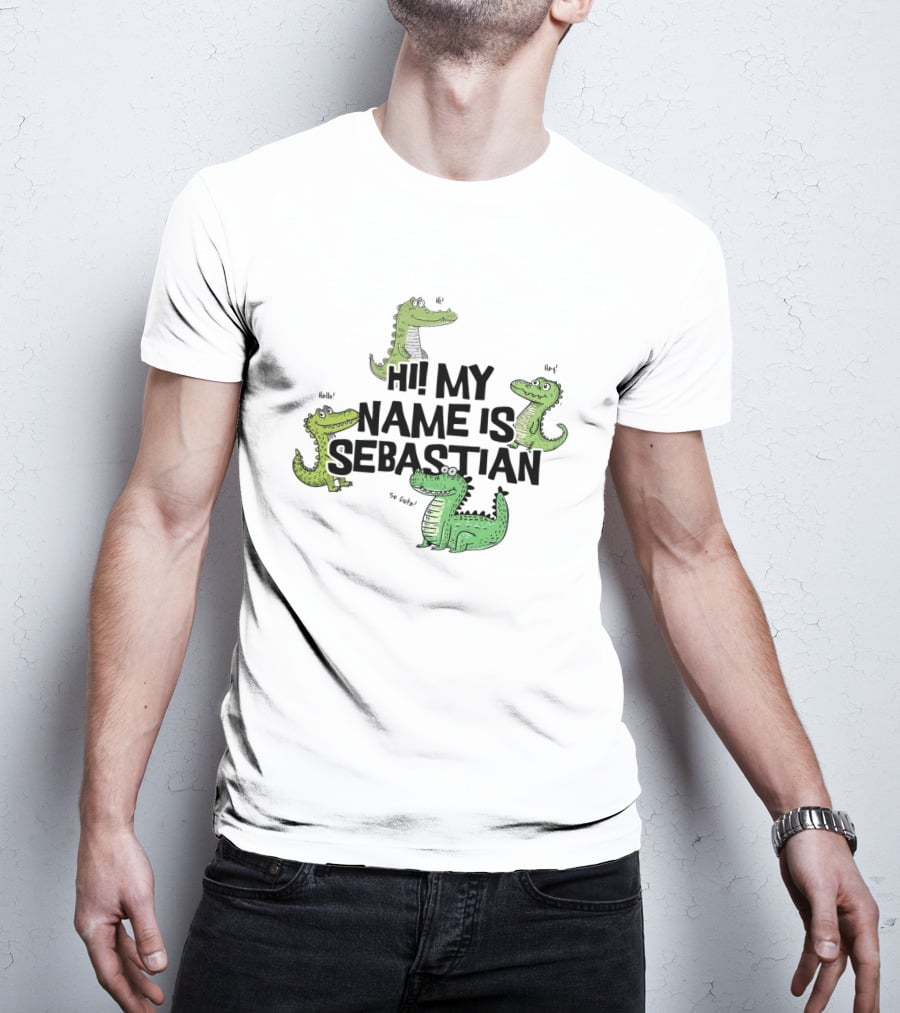 Hi My Name Is Sebastian Crocodile Greetings T-Shirt
