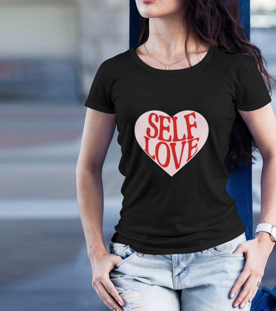 SELF LOVE Heart Retro Bold Typography T-Shirt