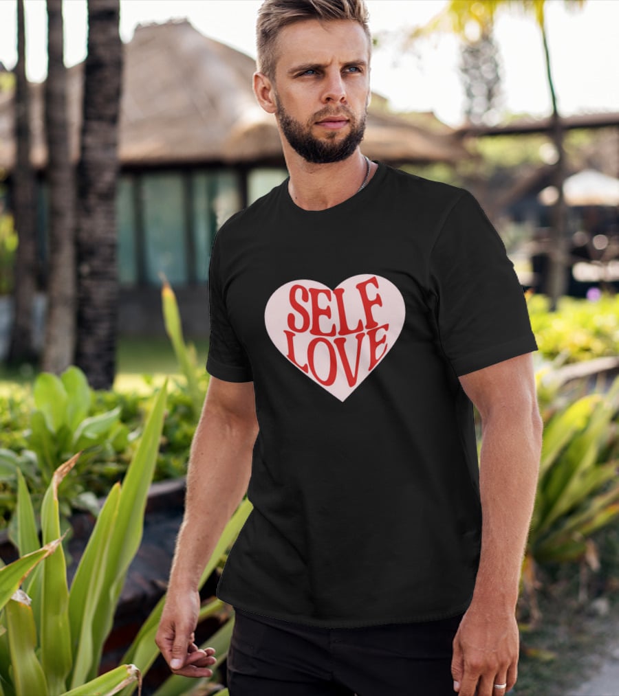 SELF LOVE Heart Retro Bold Typography T-Shirt