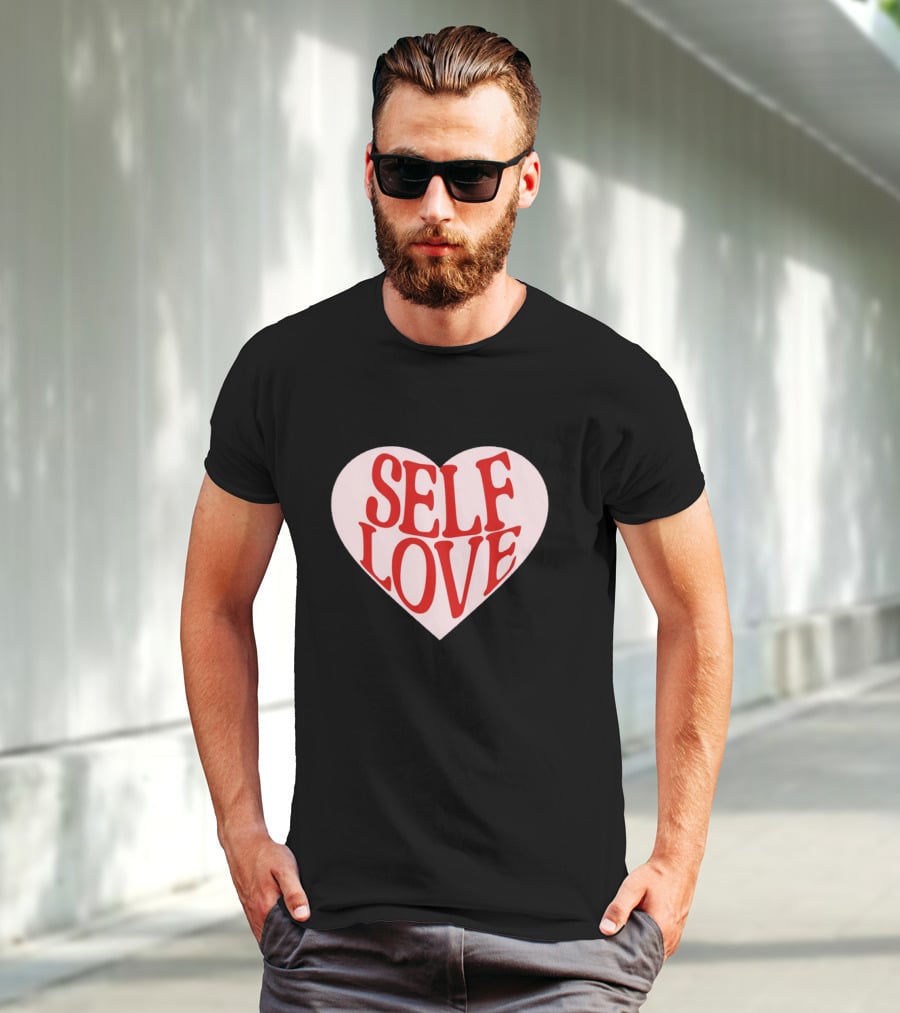 SELF LOVE Heart Retro Bold Typography T-Shirt