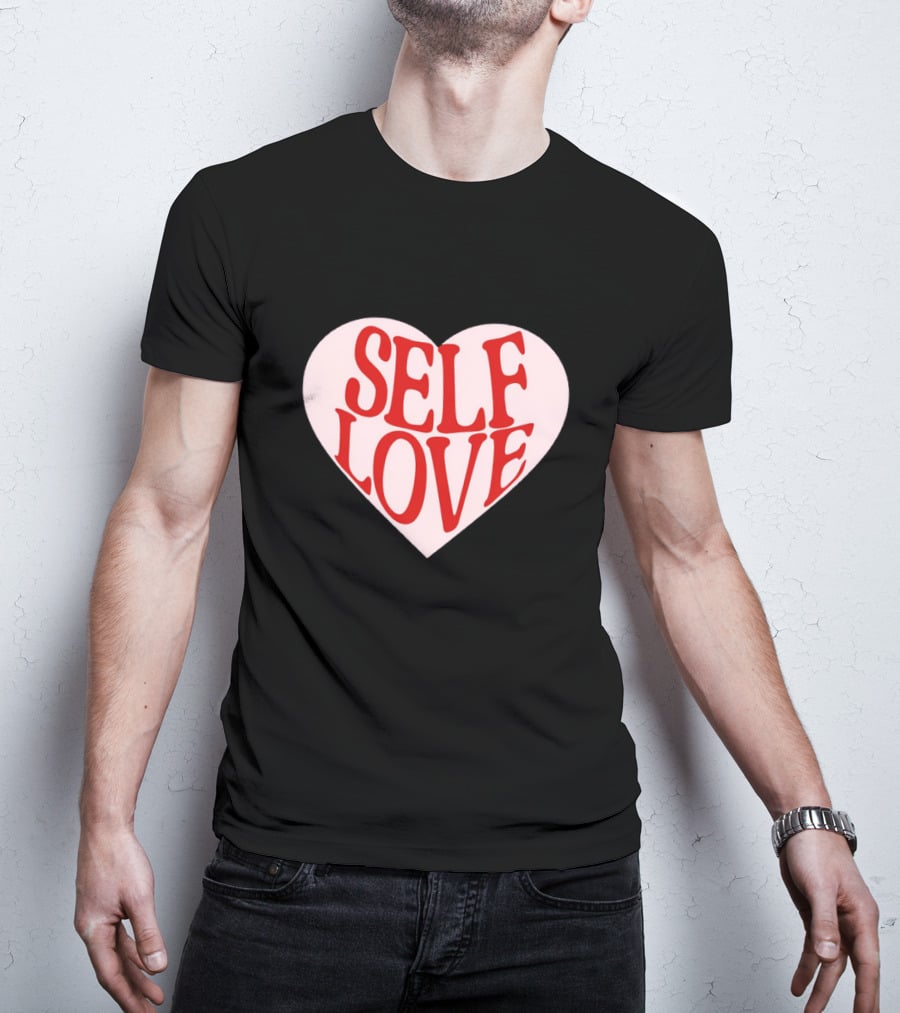 SELF LOVE Heart Retro Bold Typography T-Shirt
