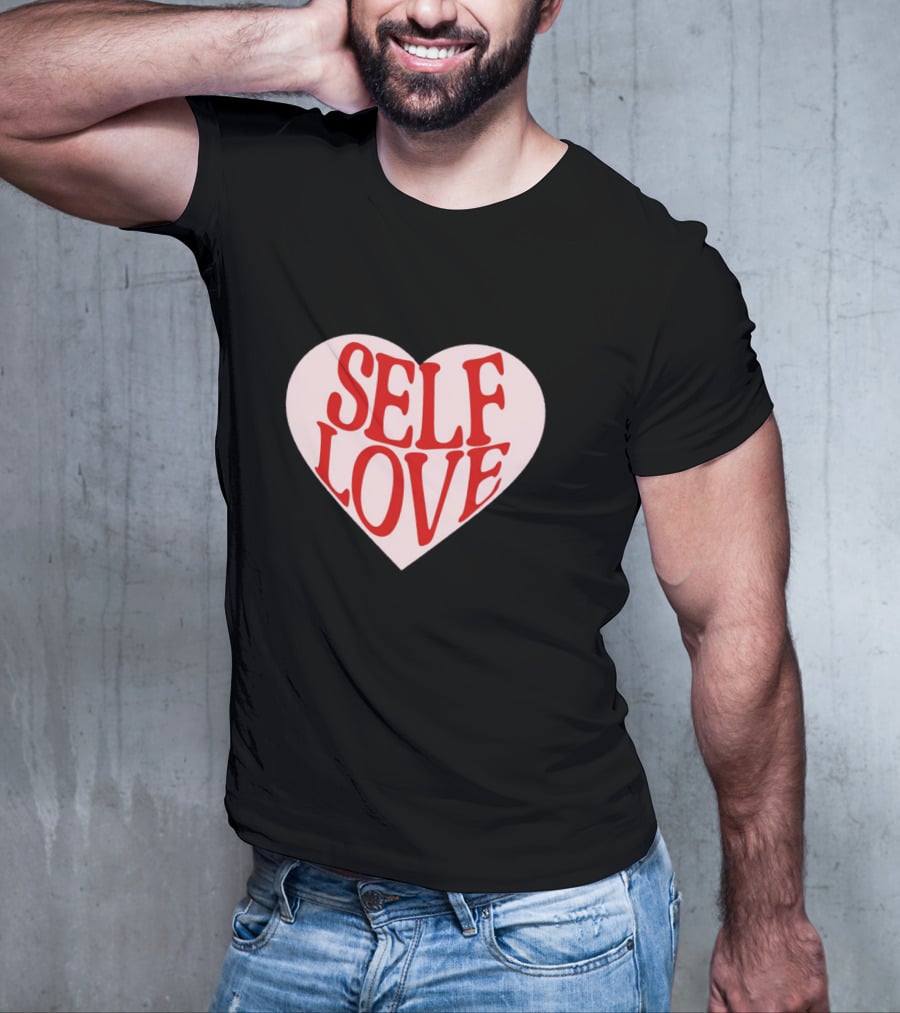 SELF LOVE Heart Retro Bold Typography T-Shirt