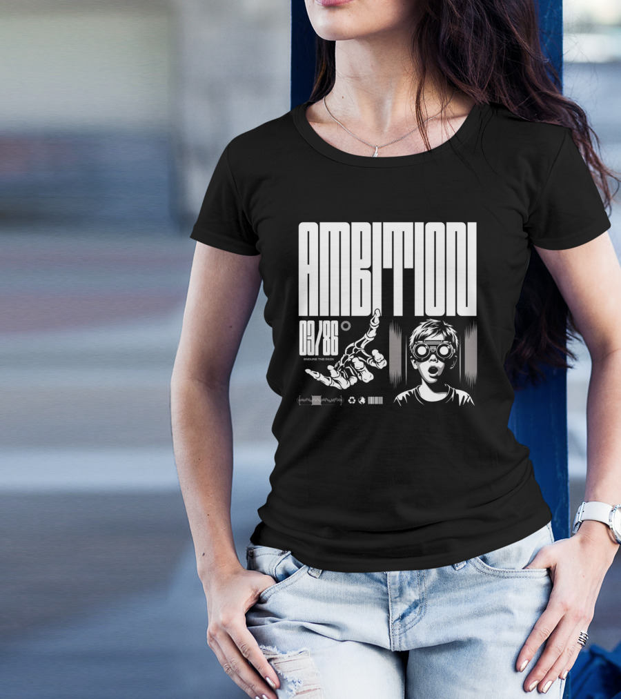 AMBITION 03/86 Embrace The Dawn Child With Goggles And Robotic Hand T-Shirt