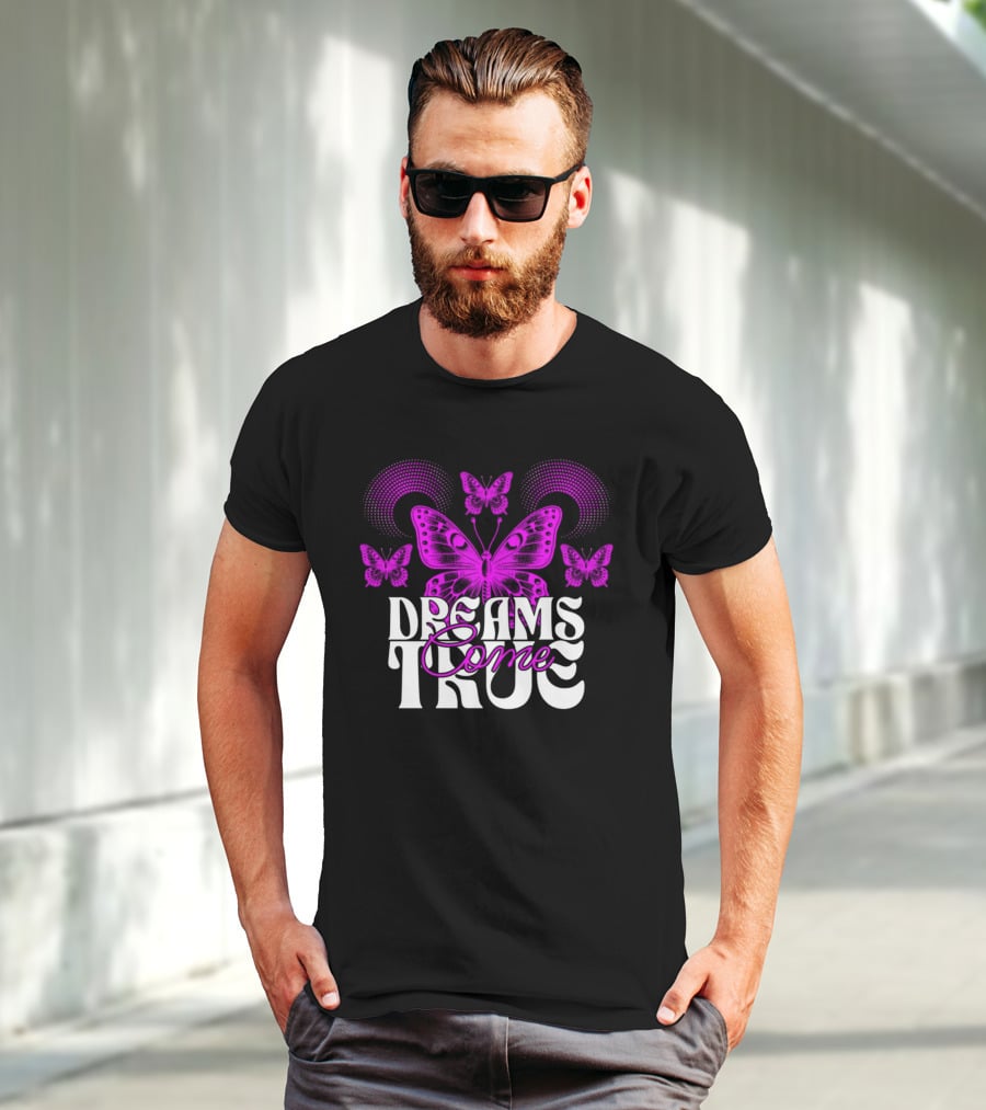 Dreams Come True Butterfly Pink Retro Psychedelic T-Shirt