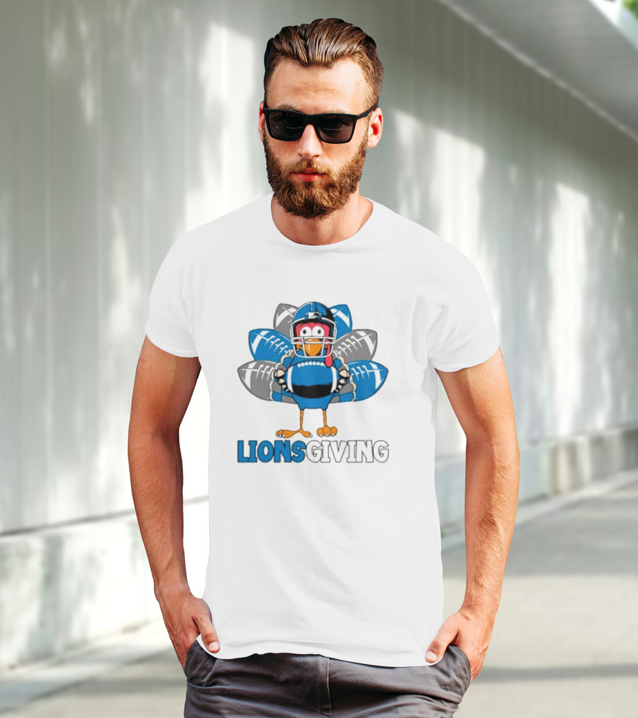 Lionsgiving Detroit Lions Thanksgiving Turkey Football T-Shirt