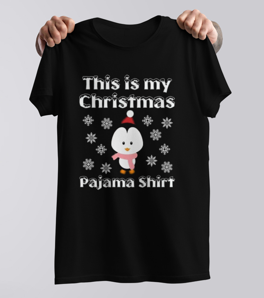This Is My Christmas Pajama Shirt Penguin Snowflakes T-Shirt