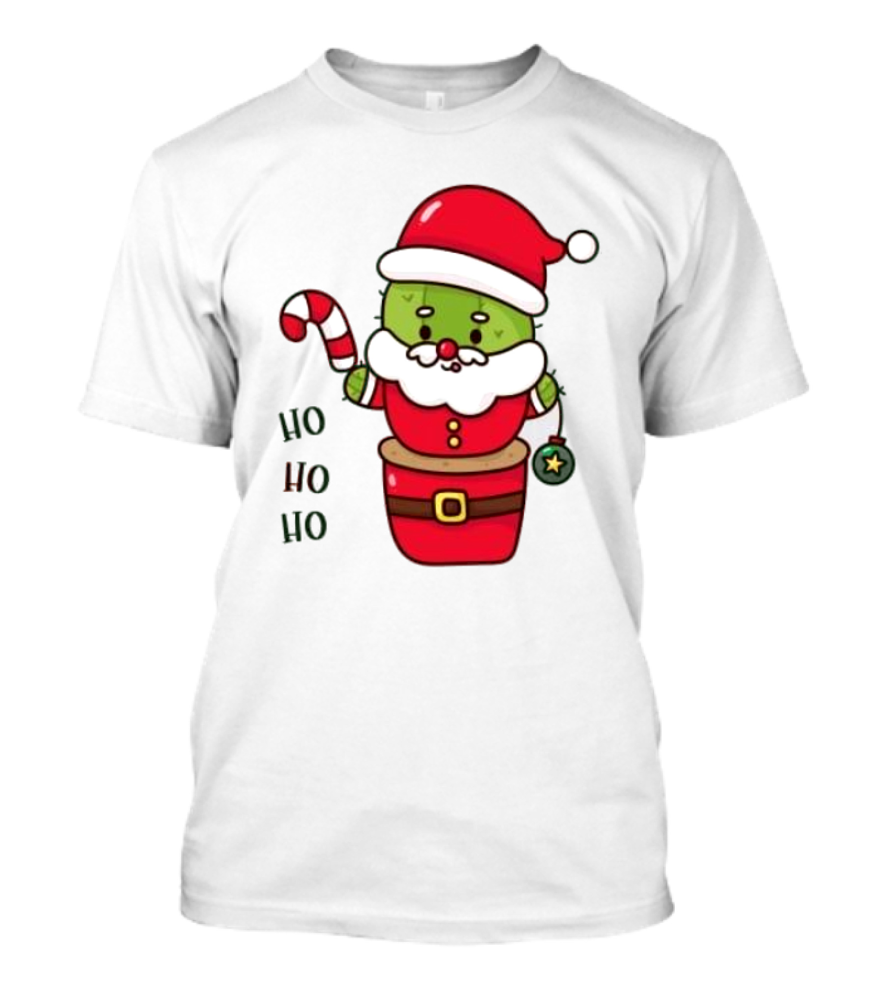Santa Claus Ho Ho Ho Christmas Cactus Santa Suit Candy Cane T-Shirt