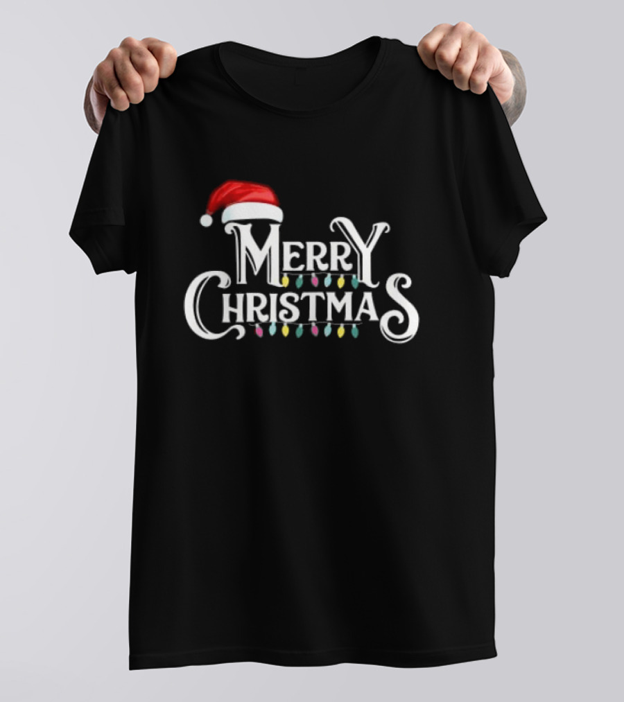 Merry Christmas Santa Hat Lights T-Shirt