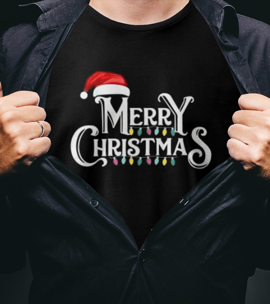 Merry Christmas Santa Hat Lights T-Shirt