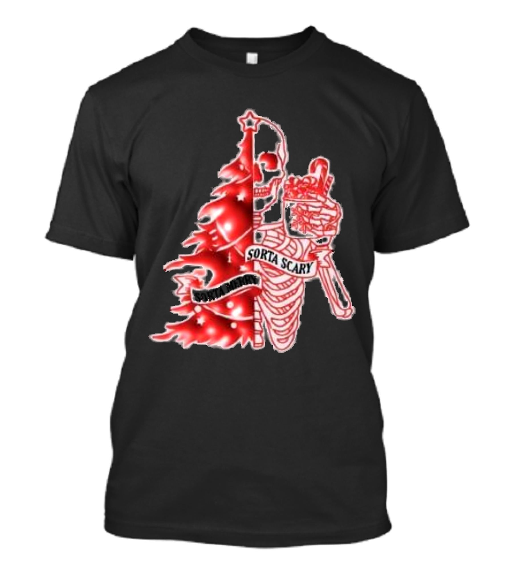 Skeleton Sorta Merry Sorta Scary Christmas Tree Splittinwigz T-Shirt