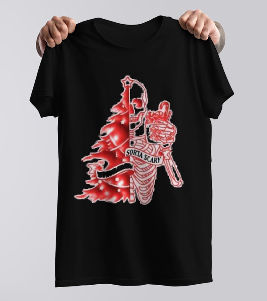 Skeleton Sorta Merry Sorta Scary Christmas Tree Splittinwigz T-Shirt