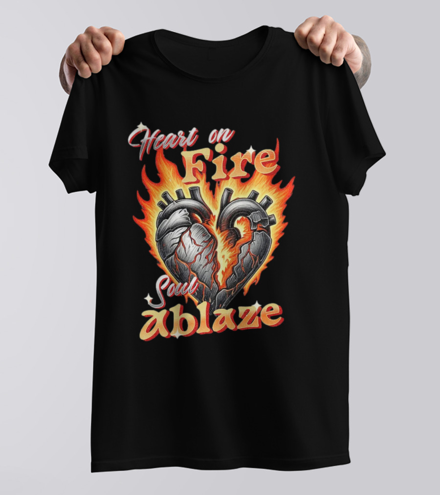 Heart On Fire Soul Ablaze Fiery Heart T-Shirt
