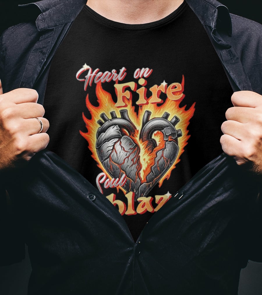 Heart On Fire Soul Ablaze Fiery Heart T-Shirt