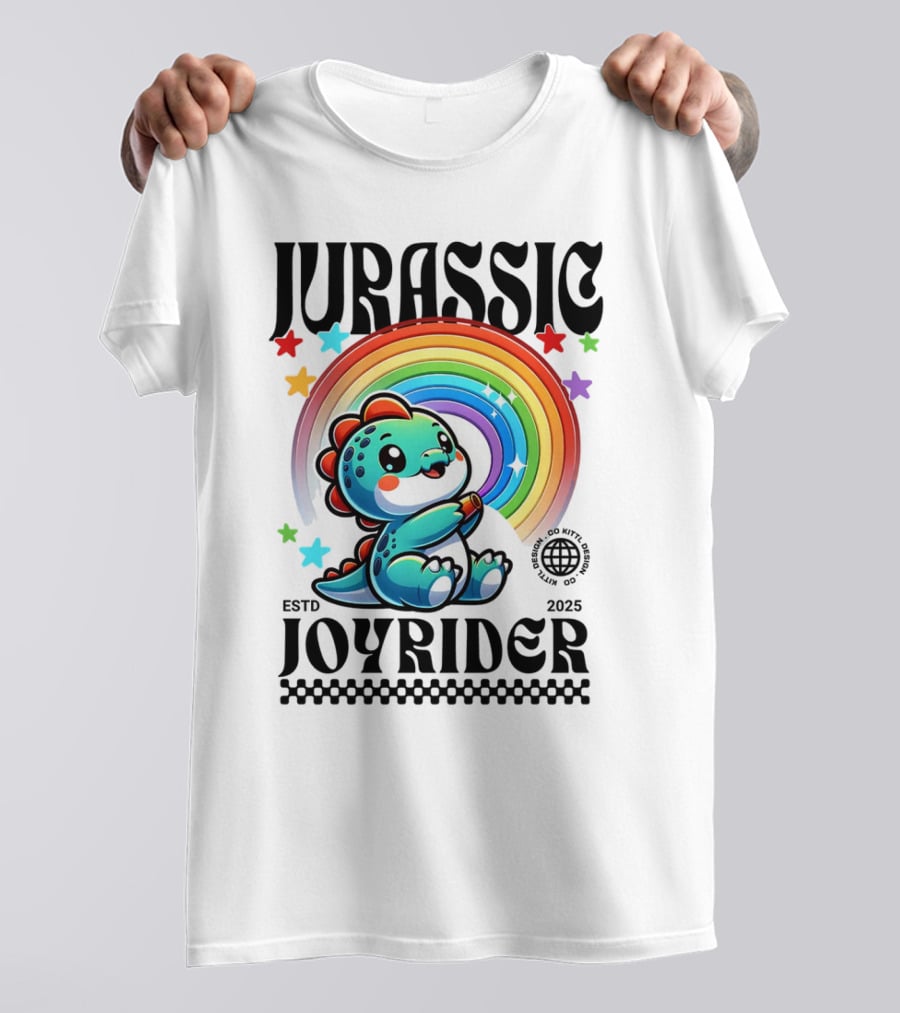 JURASSIC JOYRIDER ESTD 2025 Rainbow Star Dino Club T-Shirt