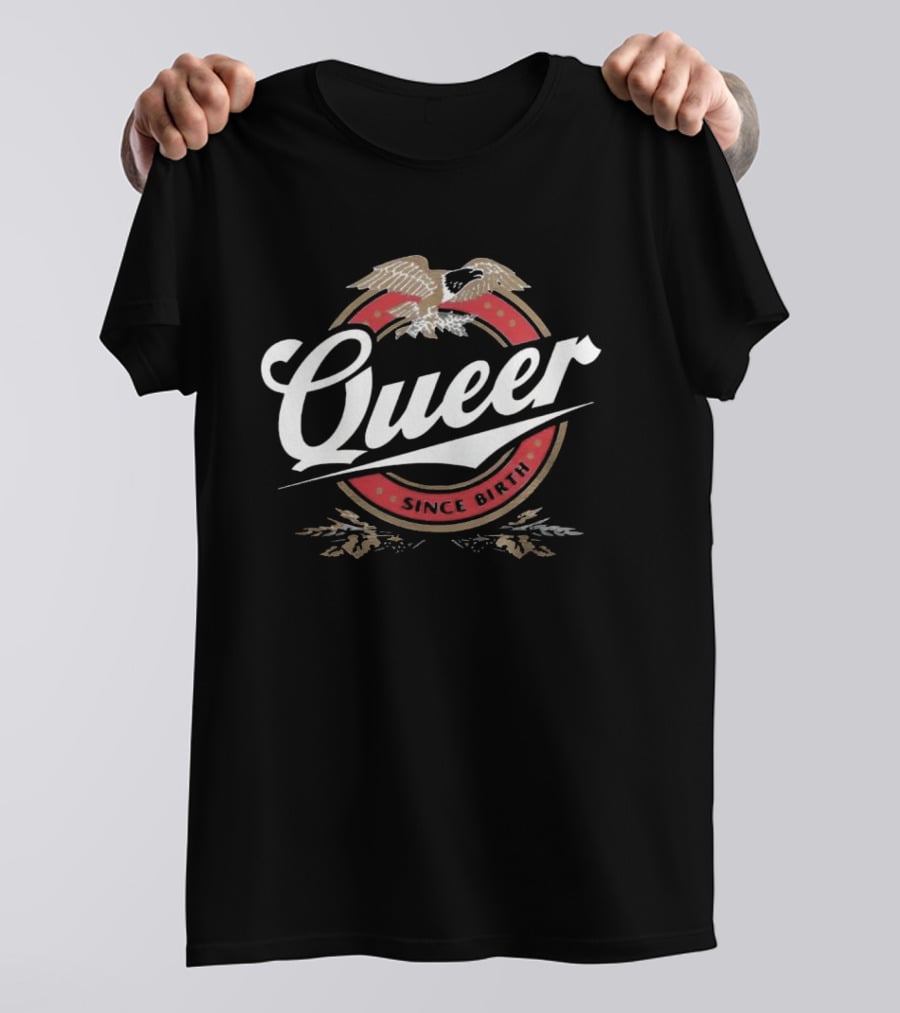 Queer Since Birth Retro Eagle Emblem T-Shirt