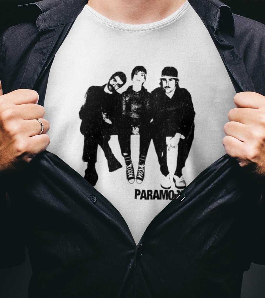 Paramore Music Group Trio Black And White Photo Boyfriend Fit Girls T-Shirt