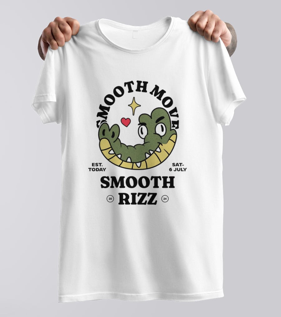 Smooth Move Smooth Rizz Crocodile Heart Est. Today Sat. 6 July T-Shirt