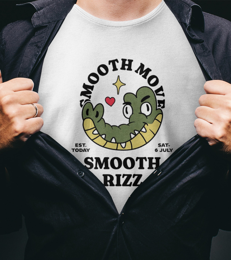 Smooth Move Smooth Rizz Crocodile Heart Est. Today Sat. 6 July T-Shirt
