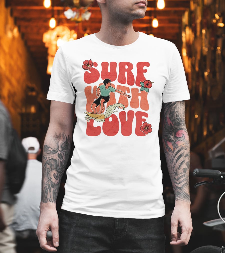 Surf With Love Hibiscus Wave Rider T-Shirt