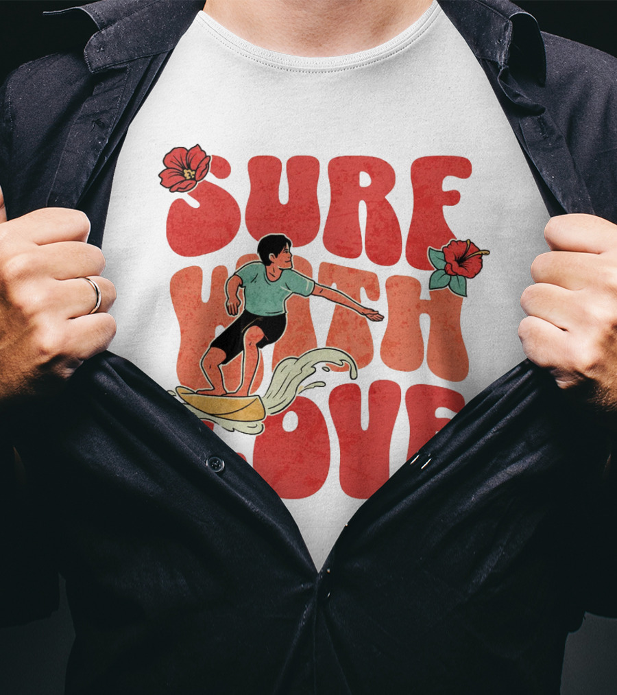 Surf With Love Hibiscus Wave Rider T-Shirt