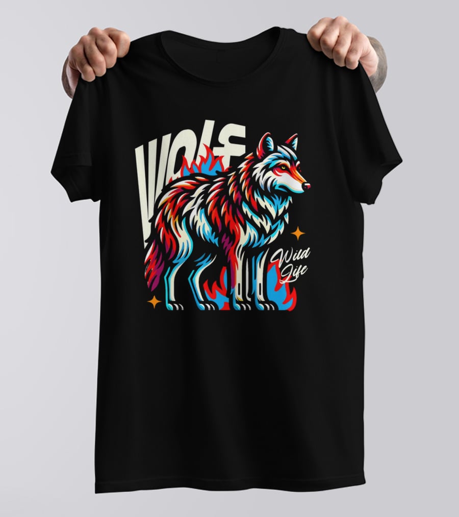 WOLF Wild Life Vivid Colorful Wolf T-Shirt