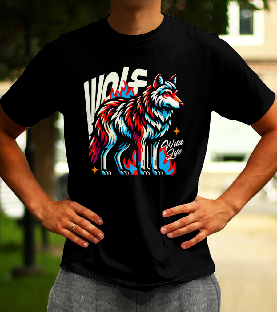 WOLF Wild Life Vivid Colorful Wolf T-Shirt