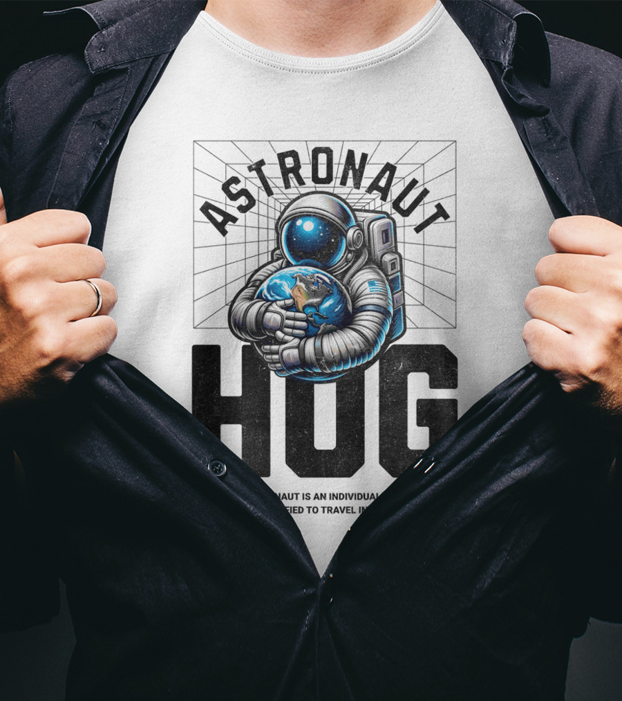 Astronaut Hug Earth Embrace Space Travel Qualification T-Shirt