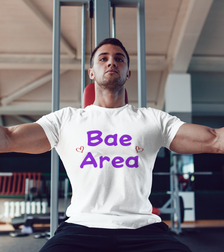 Bae Area Purple Text With Red Hearts T-Shirt