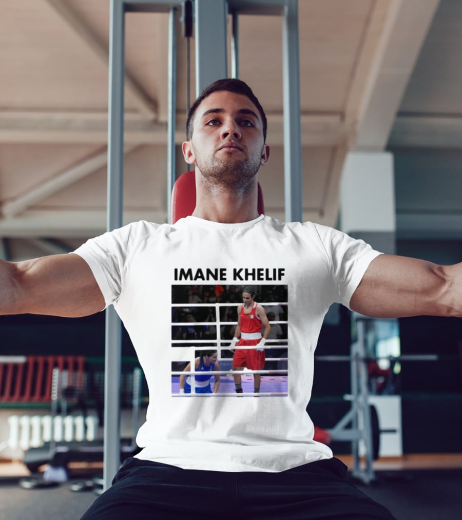 IMANE KHELIF Boxing Match Scene With Red And Blue Competitors T-Shirt