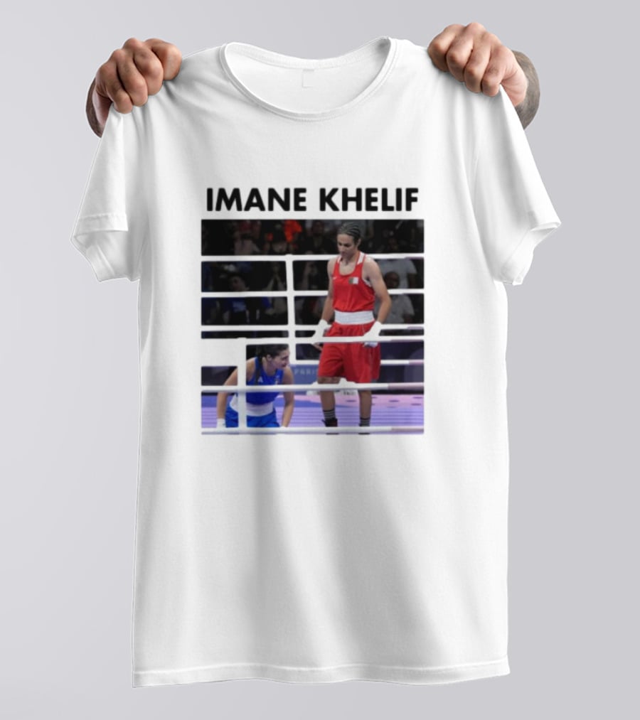 IMANE KHELIF Boxing Match Scene With Red And Blue Competitors T-Shirt