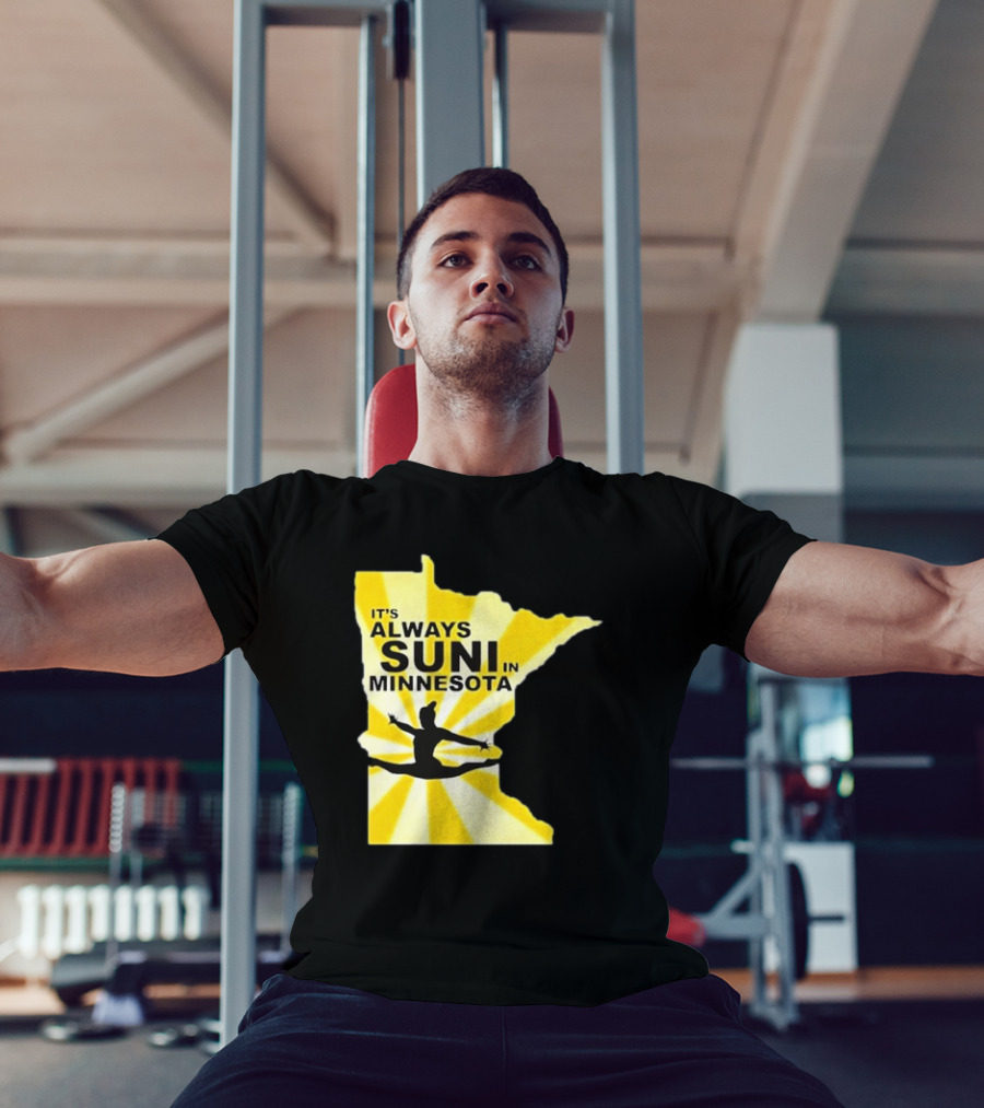 It's Always Suni In Minnesota Gymnastics Silhouette State Outline T-Shirt