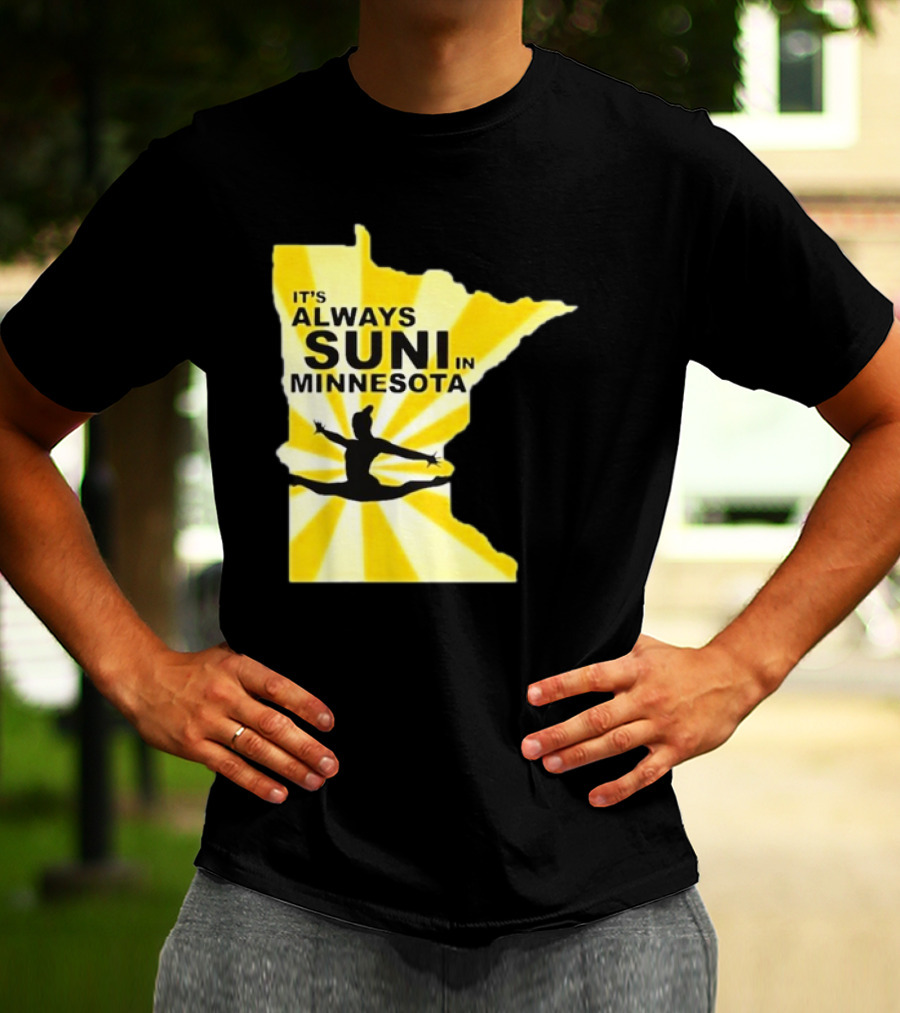 It's Always Suni In Minnesota Gymnastics Silhouette State Outline T-Shirt