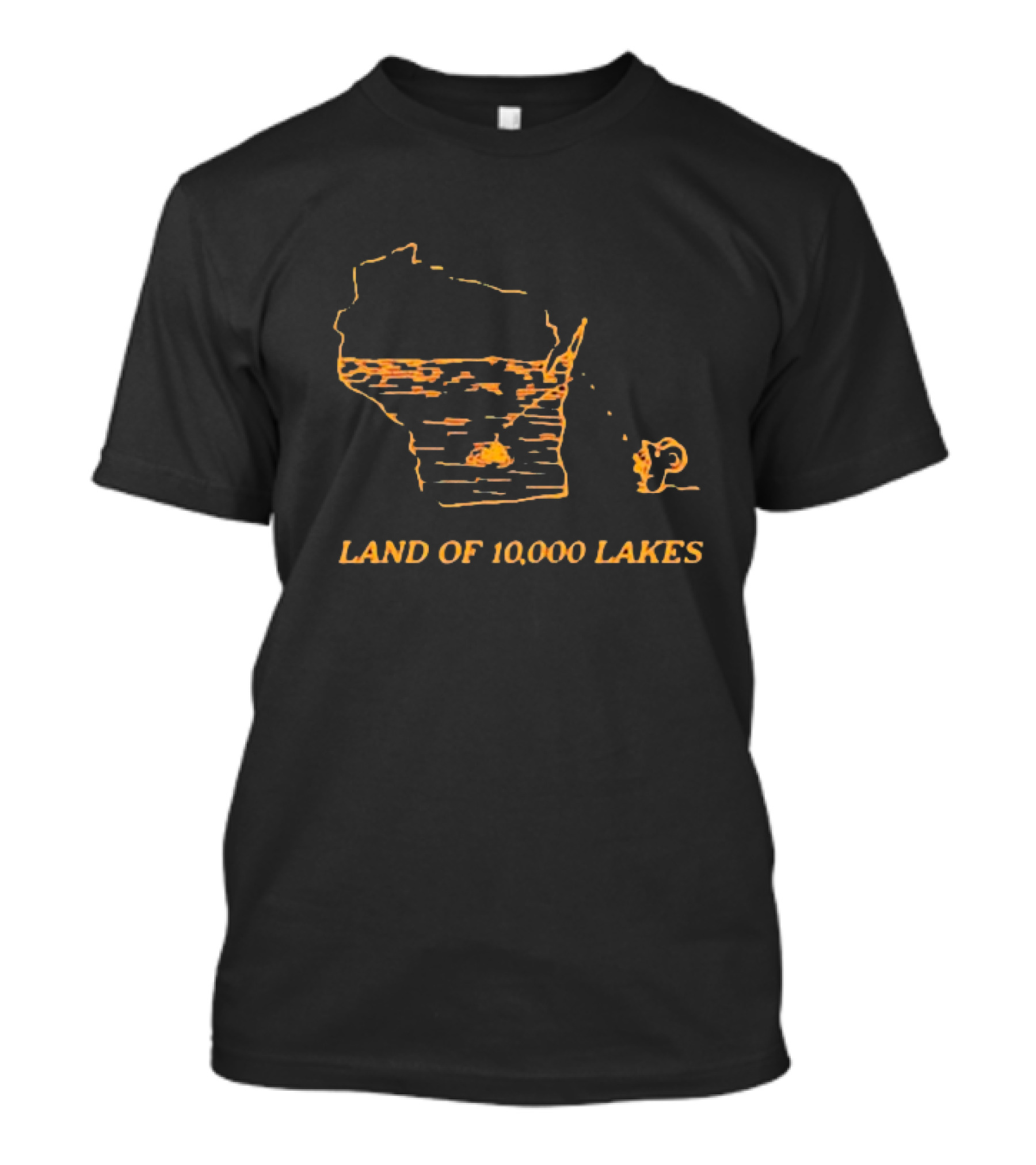 Land Of 10,000 Lakes Wisconsin Map Fishing Scene T-Shirt