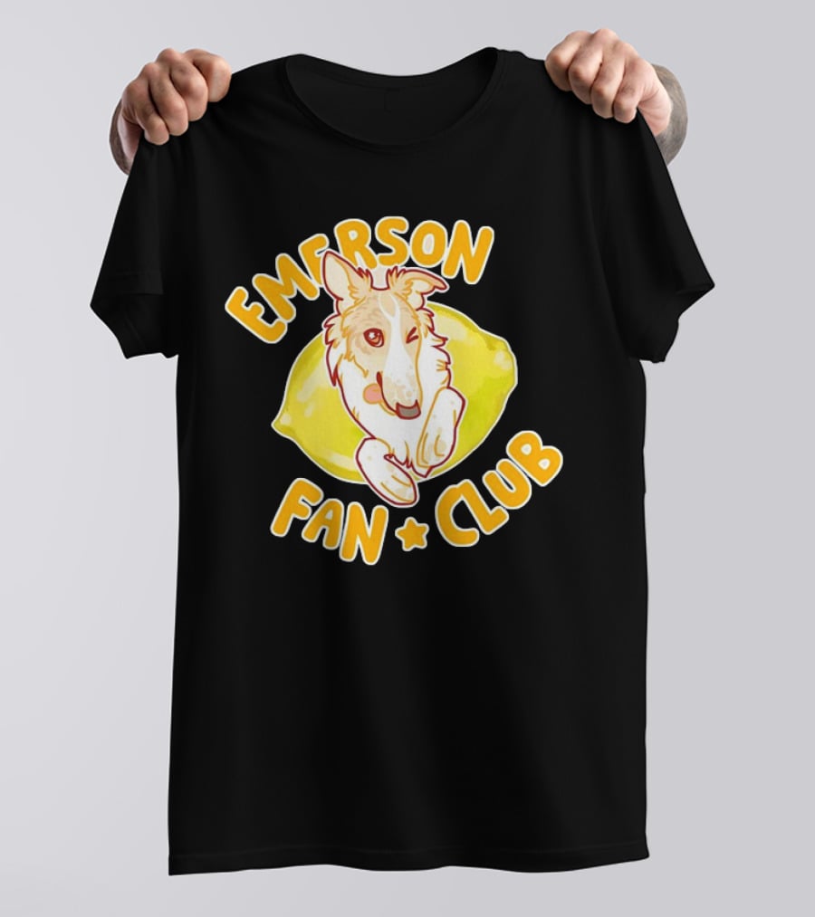 Emerson Fan Club Cute Collie Dog With Lemon T-Shirt