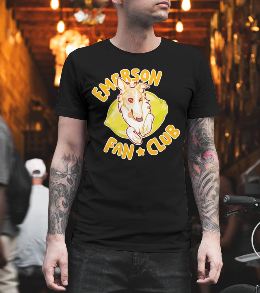 Emerson Fan Club Cute Collie Dog With Lemon T-Shirt