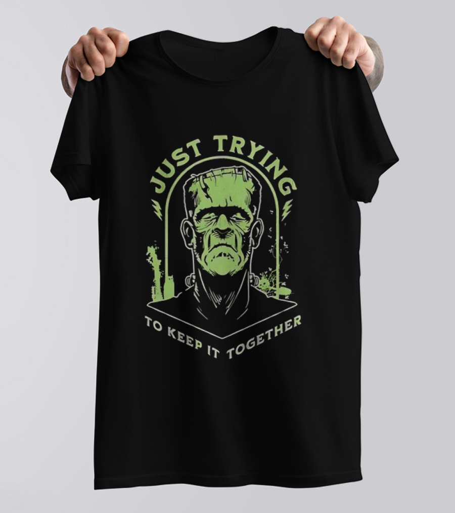 Frankenstein Just Trying To Keep It Together Retro Vintage Horror T-Shirt