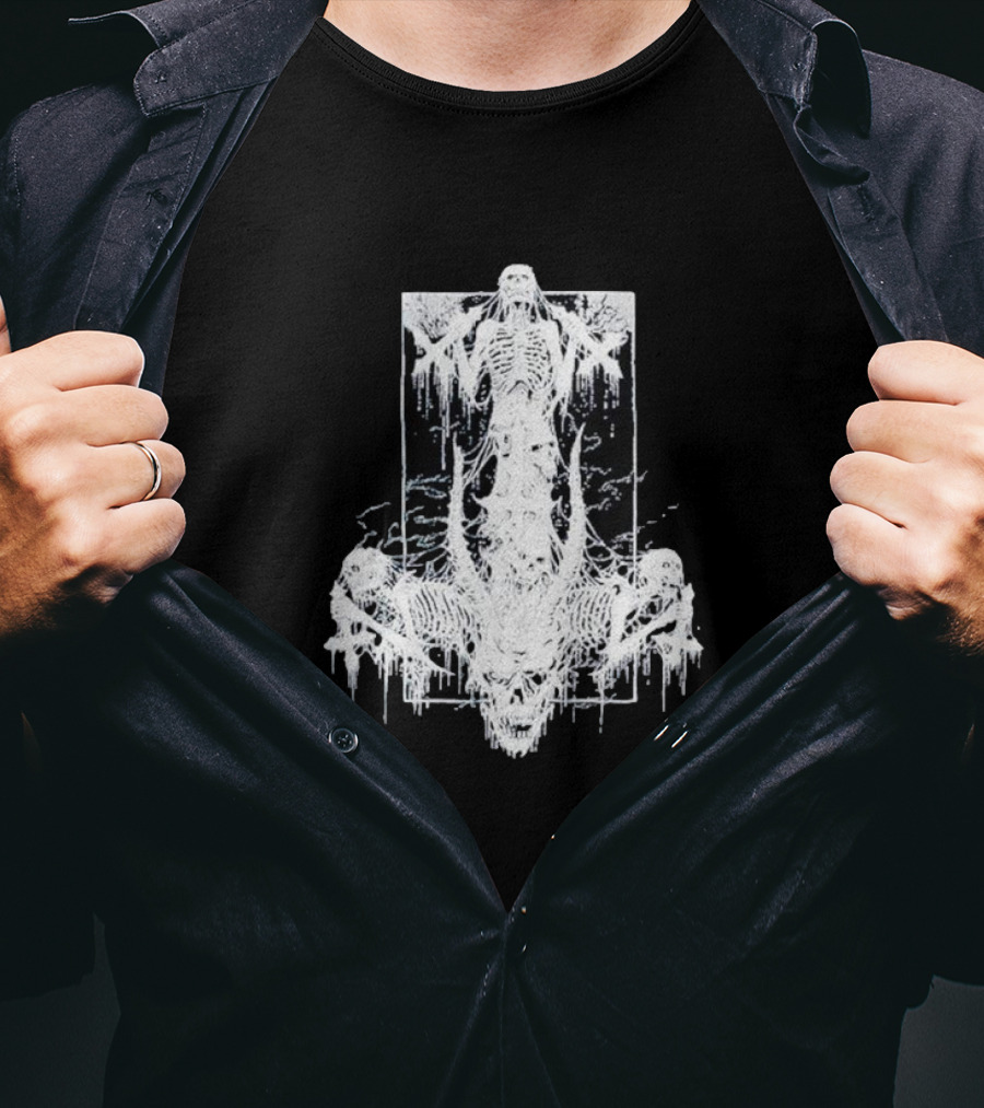 Riddickart X Spencer’s Black Unholy Skeleton Dripping Gothic T-Shirt