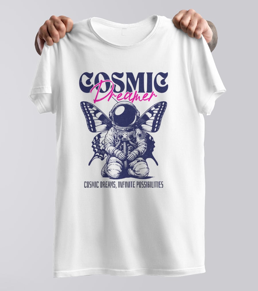 Cosmic Dreamer Infinite Possibilities Astronaut Butterfly Wings T-Shirt