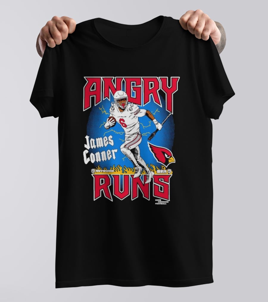 James Conner Angry Runs Arizona Cardinals NFLPA Good Morning Football T-Shirt