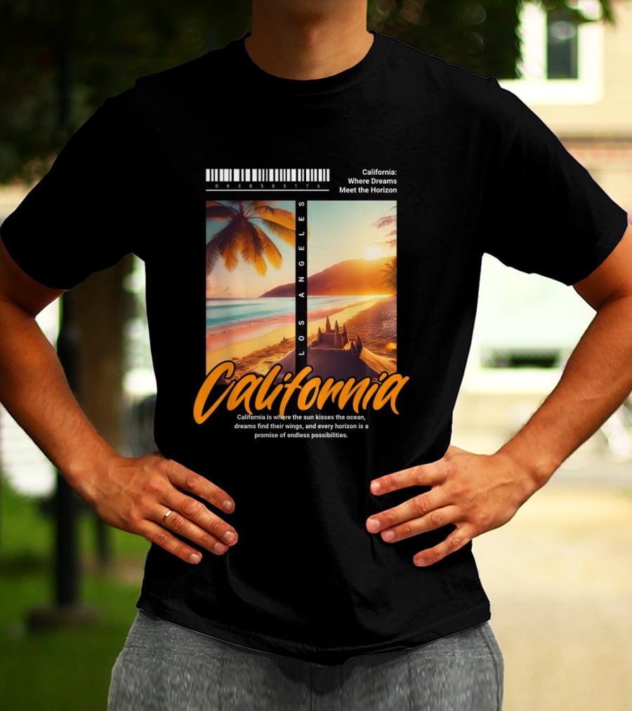 Los Angeles California Where Dreams Meet The Horizon Ocean Sunset T-Shirt